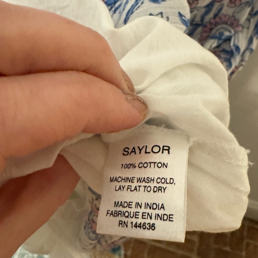 Saylor topanga halter cotton maxi dress with pockets L white lotus print - Picture 11 of 11